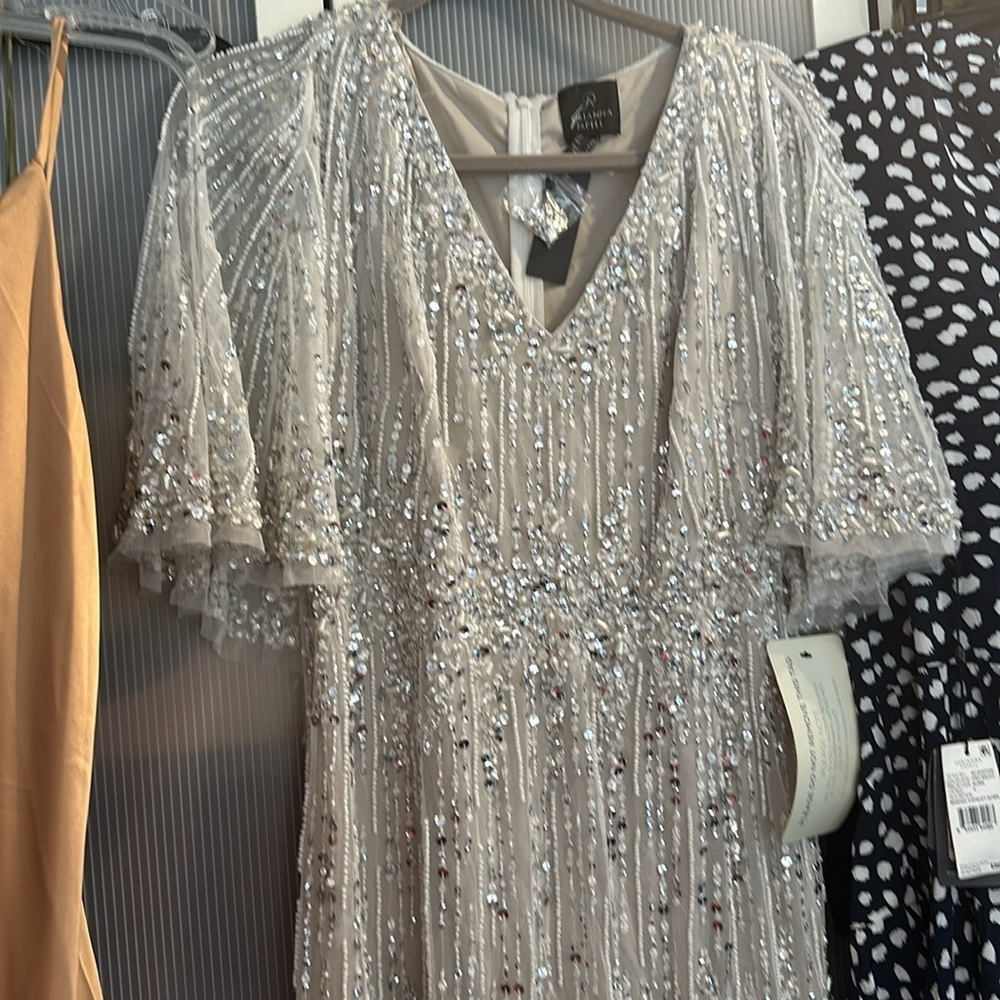 ✔️#63B Brand new with tags Adrianna Papell beaded capelet dress in I it Bscot - Picture 14 of 16